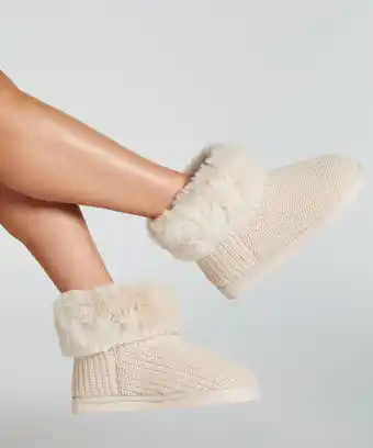 Hunkemoller Hunkemöller Sloffen Knit Boot Wit aanbieding