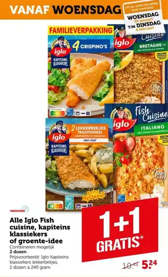 Coop Alle Iglo Fish cuisine, kapiteins klassiekers of groente-idee aanbieding