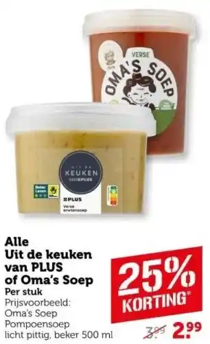 Coop Alle Uit de keuken van PLUS of Oma's Soep aanbieding