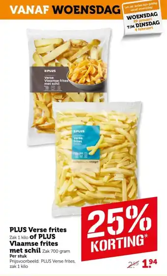 Coop PLUS Verse frites of PLUS Vlaamse frites met schil aanbieding