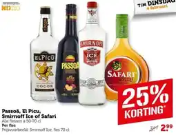 Coop Passoã, El Picu, Smirnoff Ice of Safari aanbieding