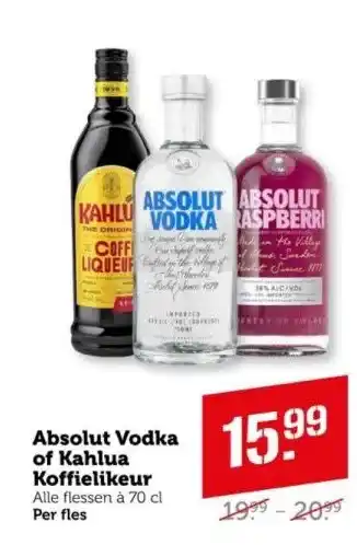 Coop Absolut Vodka of Kahlua Koffiemelk aanbieding