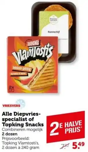 Coop Alle Diepvries- specialist of Topking Snacks aanbieding