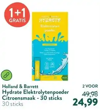 Holland & Barrett Hydrate Elektrolytenpoeder Citroensmaak - 30 sticks aanbieding