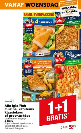 Coop Alle Iglo Fish cuisine, kapiteins klassiekers of groente idee aanbieding