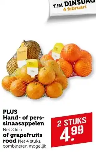 Coop PLUS Hand- of pers- sinaasappelen of grapefruits rood aanbieding