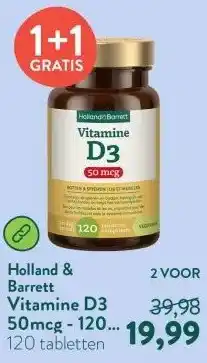 Holland & Barrett Vitamine D3 50mcg - 120 tabletten aanbieding