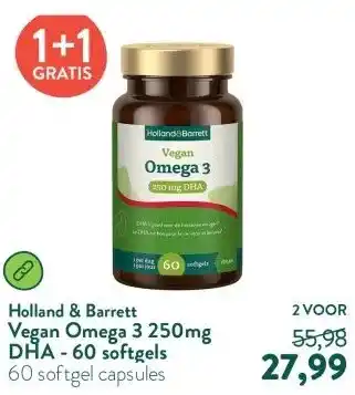 Holland & Barrett Vegan Omega 3 250mg DHA - 60 softgels aanbieding