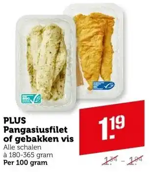 Coop PLUS Pangasiusfilet of gebakken vis aanbieding