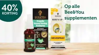 Holland & Barrett 40% KORTING Op alle Bee&You  Supplementen aanbieding