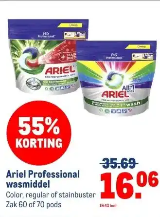 Makro Ariel Professional wasmiddel aanbieding