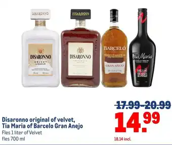 Makro Disaronno original of velvet, Tia Maria of Barcelo Gran Anejo aanbieding