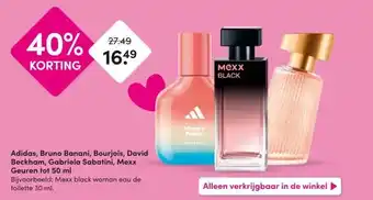 DA Adidas, Bruno Banani, Bourjois, David Beckham, Gabriela Sabatini, Mexx Geuren tot 50 ml aanbieding