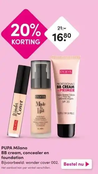 DA PUPA Milano BB cream, concealer en foundation aanbieding