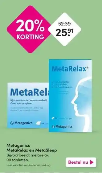 DA Metagenics Meta Relax en MetaSleep aanbieding