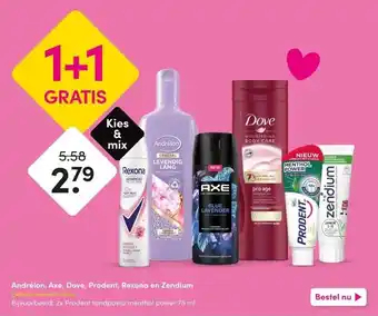 DA Andrélon, Axe, Dove, Prodent, Rexona en Zendium aanbieding