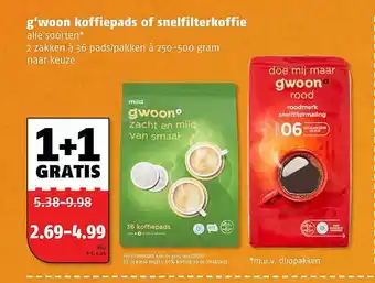 Poiesz G'woon Koffiepads Of Snelfilterkoffie aanbieding