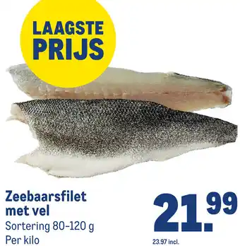 Makro Zeebaarsfilet met vel aanbieding