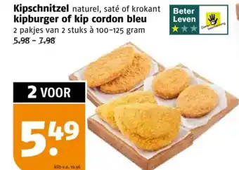 Poiesz Kipschnitzel Beter kipburger of kip cordon bleu aanbieding