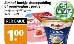 Poiesz Almhof hoekje chocopudding of roomyoghurt portie aanbieding