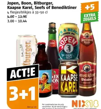 Poiesz Jopen, Boon, Bitburger, Kaapse Karel, Seefs of Benediktiner aanbieding