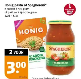 Poiesz Honig pasta of Spagheroni aanbieding