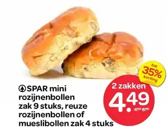 Spar Mini rozijnenbollen, reuze rozijnenbollen of mueslibollen aanbieding