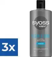 Bol.com Syoss Men Clean and Cool Shampoo 440 ml - Voordeelverpakking 3 stuks aanbieding