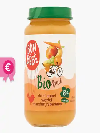 Flink Bon Bebe 8M Druif Appel Wortel Mandarijn Banaan 200g Bio aanbieding