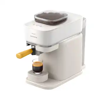 MediaMarkt Philips Bar300/03 Baristina Semi-automatische Espressomachine Wit/geel aanbieding