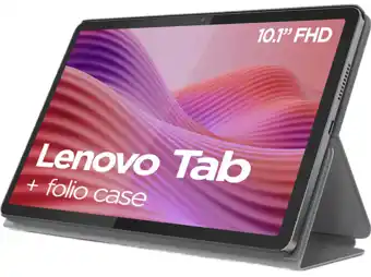 MediaMarkt Lenovo Tab + Folio Sleeve - 10.1 Inch 64 Gb Grijs Wifi aanbieding