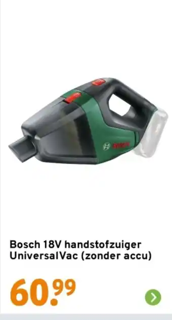 GAMMA Bosch 18V handstofzuiger UniversalVac zonder accu aanbieding