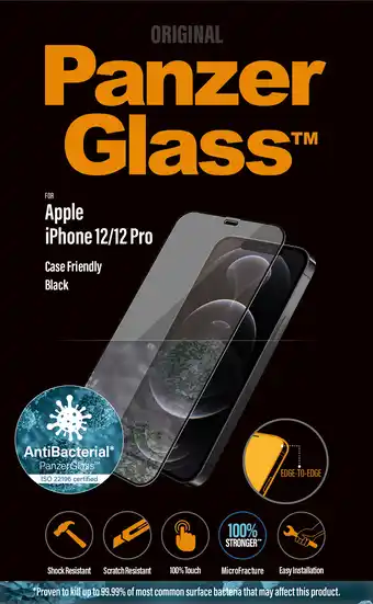 MediaMarkt Panzerglass Antibacteriële Zwarte Case Friendly Voor Apple Iphone 12/12 Pro aanbieding