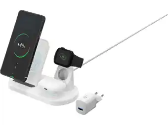 MediaMarkt ISY Iwq-2020 20w Wireless Fast Charger 3-in-1 Wit aanbieding