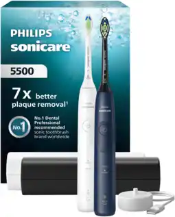 MediaMarkt Philips Sonicare 5500 Series Duopack Hx7119/01 Elektrische Tandenborstel Zwart En Wit aanbieding