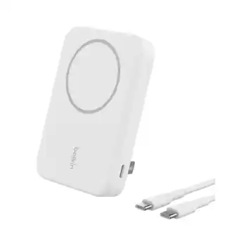 MediaMarkt Belkin Magsafe Compatible Powerbank 8k Qi2 Met Kickstand Wit aanbieding