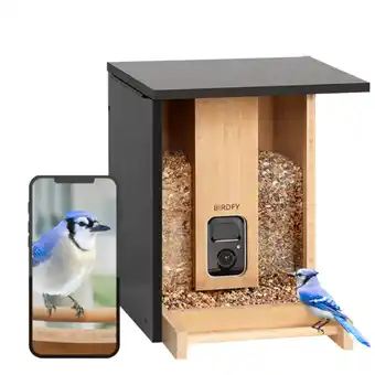 MediaMarkt Birdfy Vogelvoederhuisje Met Camera En Zonnepaneel Ai Bamboo 7 Days Camera aanbieding