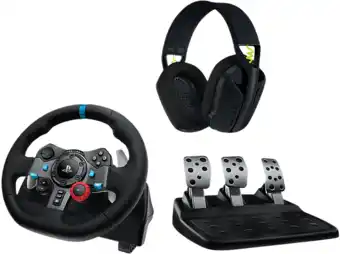 MediaMarkt Logitech G G435 Gaming Headset + G29 Driving Force Playstation 4 5 Pc Gaming Stuurwiel aanbieding