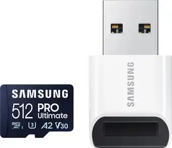 MediaMarkt Samsung Pro Ultimate Met Kaartlezer – Micro Sd Kaart 512 Gb 200 & 130 Mb/s Inclusief Adapter aanbieding