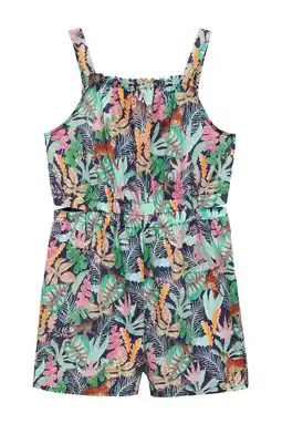 Wehkamp Mango Kids gebloemde playsuit donkerblauw/multicolor aanbieding