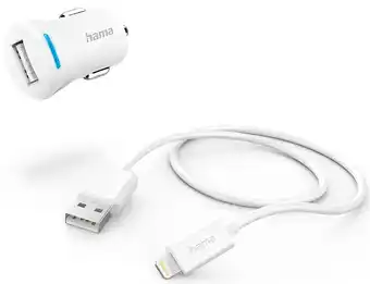 MediaMarkt Hama 201610 Car Charger Kit Lightning 12w Wit aanbieding