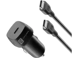 MediaMarkt Cellularline Autolader Kit 25w Usb-c Naar Usb-c Super Fast Charge Wit aanbieding