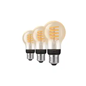 MediaMarkt Philips Hue Filament Standaardlamp A60 Warm Tot Koelwit Licht 3-pack E27 Slimme Ledlamp Bruin aanbieding