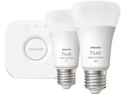 MediaMarkt Philips Hue Starterkit Wit En Gekleurd 2 Lampen E27 1100lm Slimme Ledlamp aanbieding