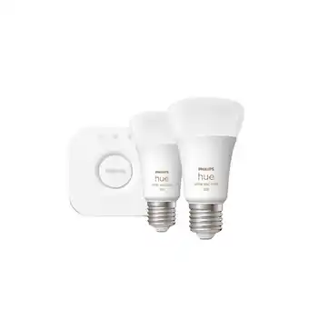 MediaMarkt Philips Hue Starterkit Wit En Gekleurd 2 Lampen E27 1100lm Slimme Ledlamp aanbieding