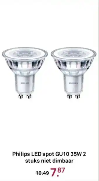 Karwei Philips LED spot GU10 35W 2 stuks niet dimbaar aanbieding