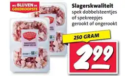 Nettorama Slagerskwaliteit spek dobbelsteentjes of spekreepjes gerookt of ongerookt aanbieding