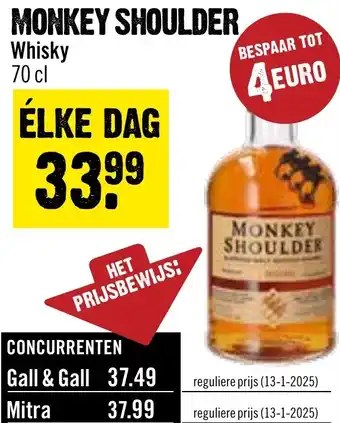 Dirck 3 Monkey Shoulder Whisky aanbieding