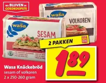 Nettorama Wasa Knäckebröd sesam of volkoren aanbieding