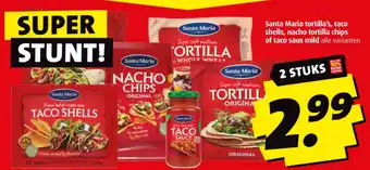 Boni Santa Maria tortilla's, taco shells, nacho tortilla chips of taco saus mild alle varianten aanbieding